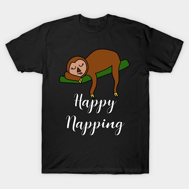 Sloth Happy Napping T-Shirt by livania